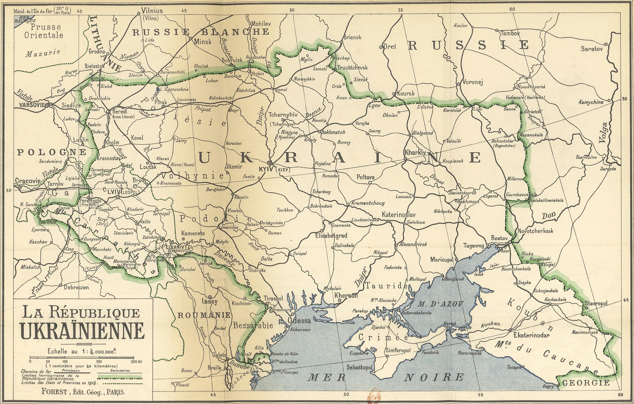 Map of Ukraine presented by the UNR delegation to the Paris Peace Talks 1919.