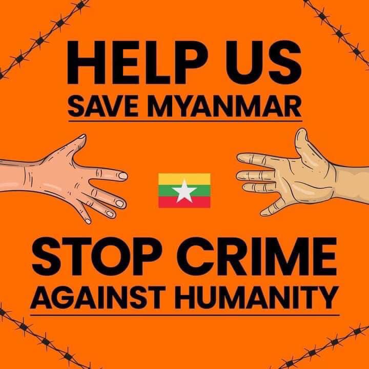 Sign from a 2021 demonstration after the military coup in Myanmar.