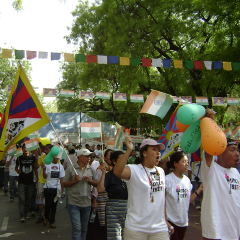 Protest of torch relay in Delhi, India on 17 April 2008. Protesting for Tibetan freedom Protest of torch relay in Delhi, India on 17 April 2008. Protesting for Tibetan freedom