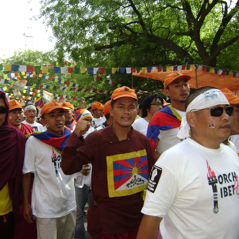 Protest of torch relay in Delhi, India on 17 April 2008. Protesting for Tibetan freedom Protest of torch relay in Delhi, India on 17 April 2008. Protesting for Tibetan freedom