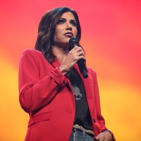 Governor Kristi Noem speaking at an event in 2020.
