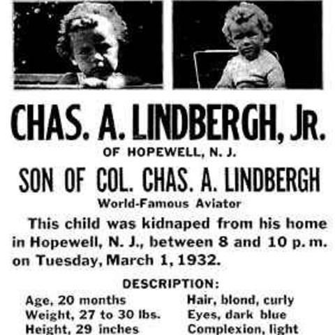 Wanted Poster looking for the Charles Lindbergh kidnapper, 1932 Wanted Poster looking for the Charles Lindbergh kidnapper, 1932