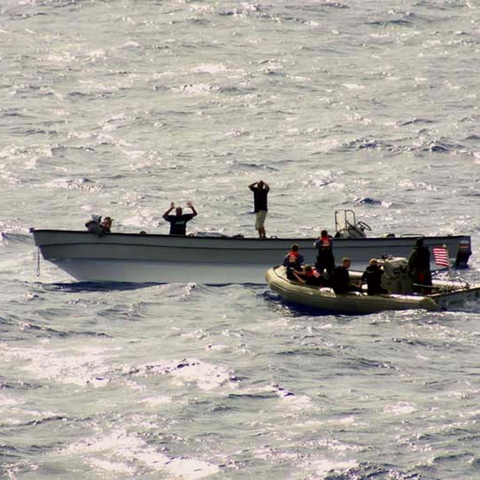 U.S. forces intercept a vessel in the Caribbean suspected of smuggling drugs in 2003 U.S. forces intercept a vessel in the Caribbean suspected of smuggling drugs in 2003